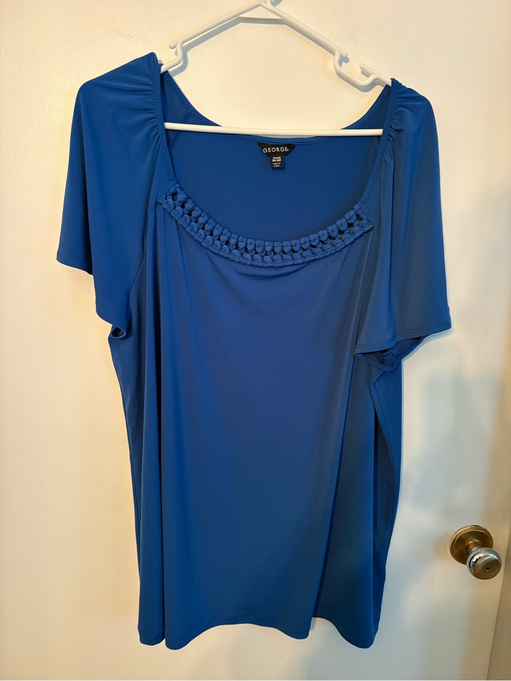 George Women's Blue Short-Sleeve Scoop Neck Top
